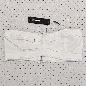 Antonella Denim Crop Top - White